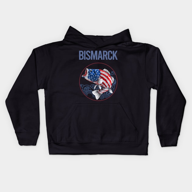 USA Flag Fish Bismarck Kids Hoodie by rosenbaumquinton52